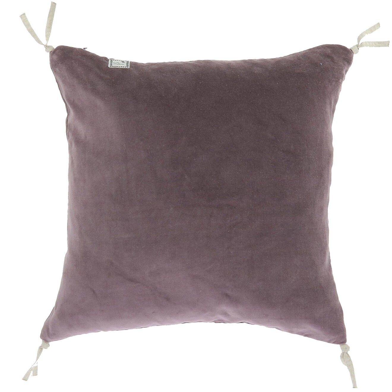 En Fil d'Indienne Housse de Coussin en Velours de Coton violette  - 45x45 cm