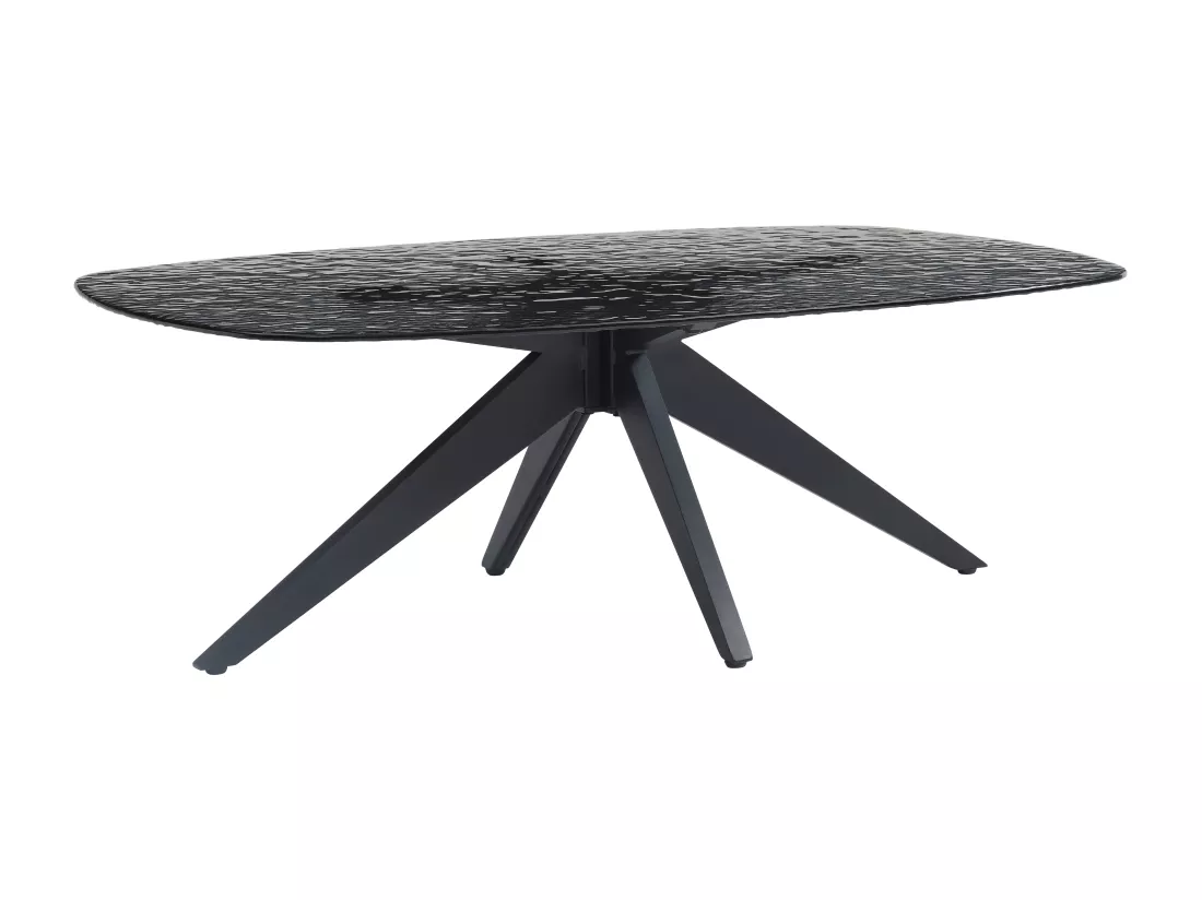 Table basse en verre trempé bullé et métal - Noir - LEGRIO de Maison Céphy