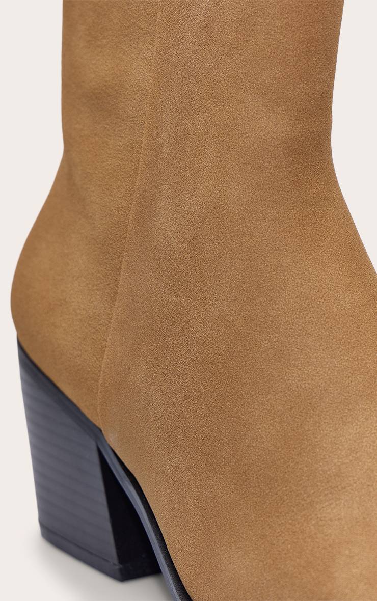 Camel Botte Haute Nubuck À Talon Bloc