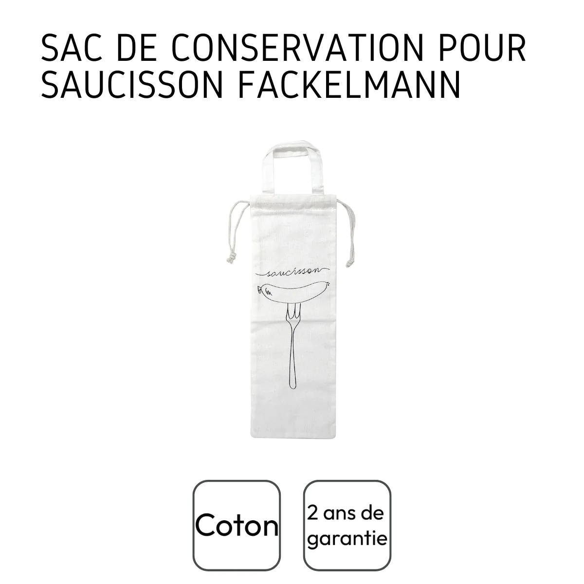 Sac de conservation pour saucisson sec en coton Eco Friendly Fackelman