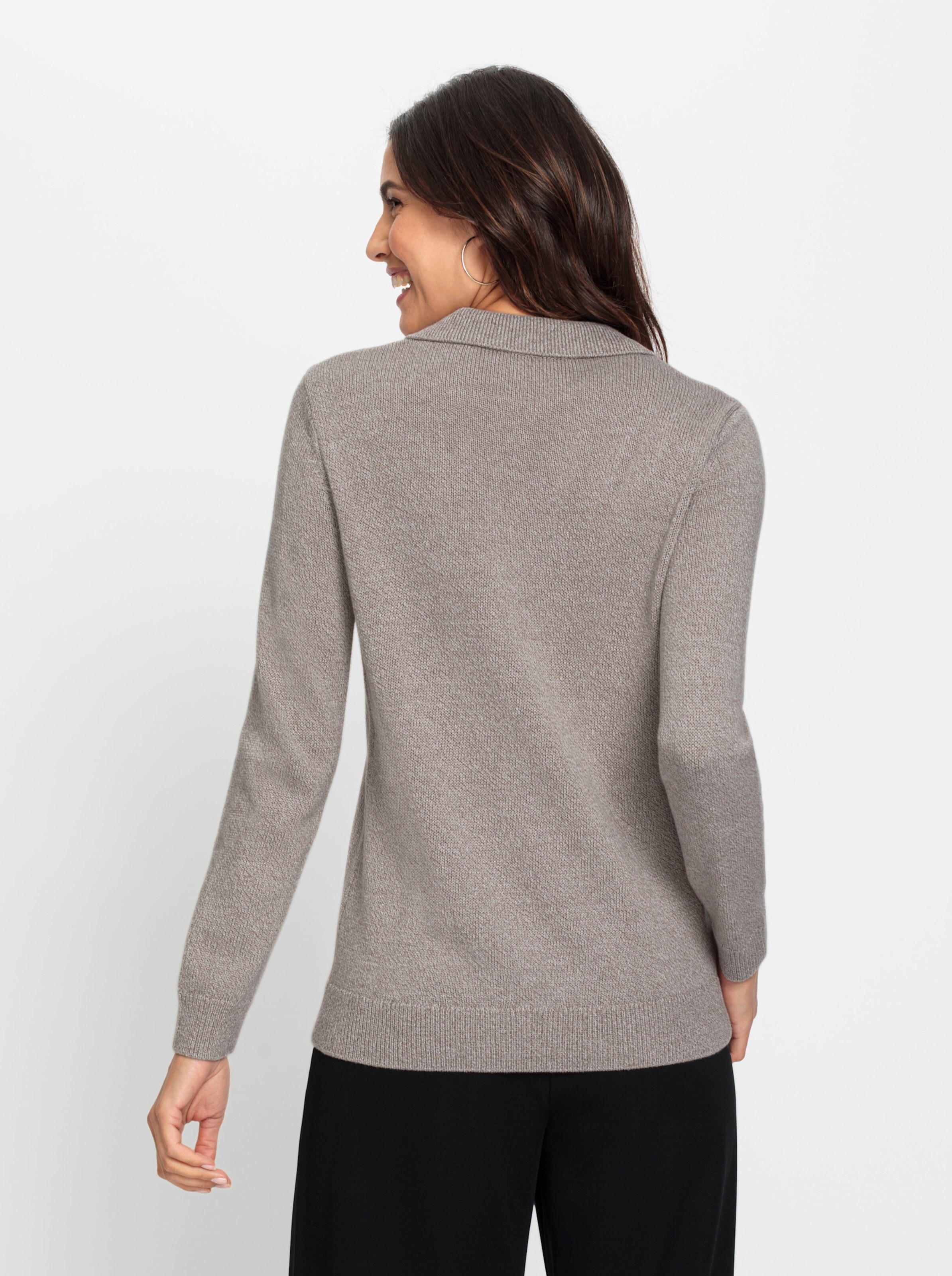 Polopullover in taupe-meliert