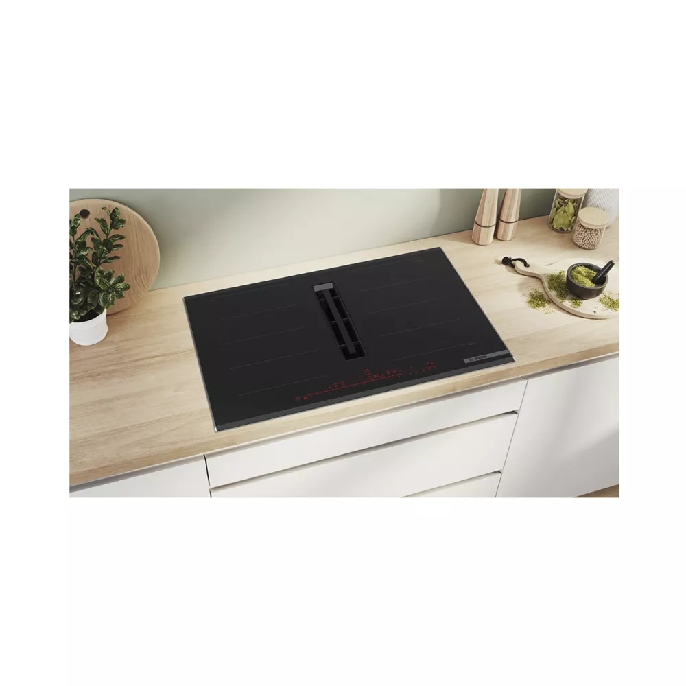 Bosch PXX875D67E Induktionskochfeld mit Designrahmen und integriertem Dunstabzug 80cm