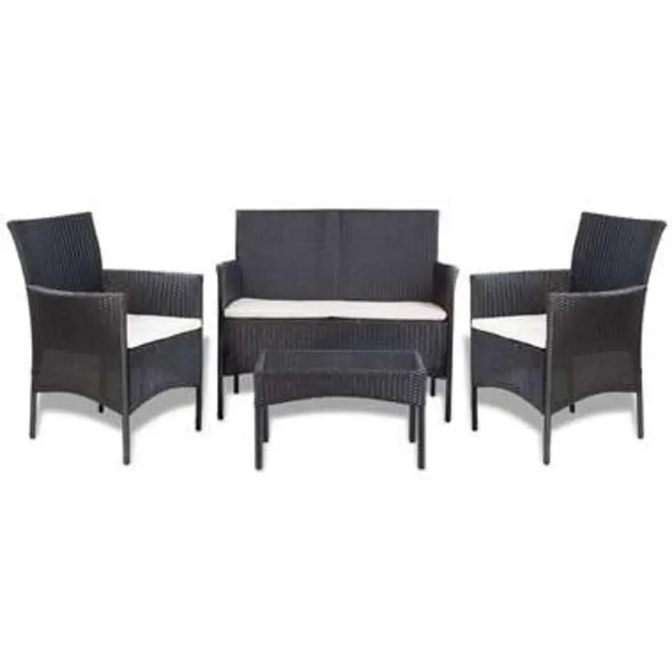 vidaXL - Bankset - Zwart - Poly rattan