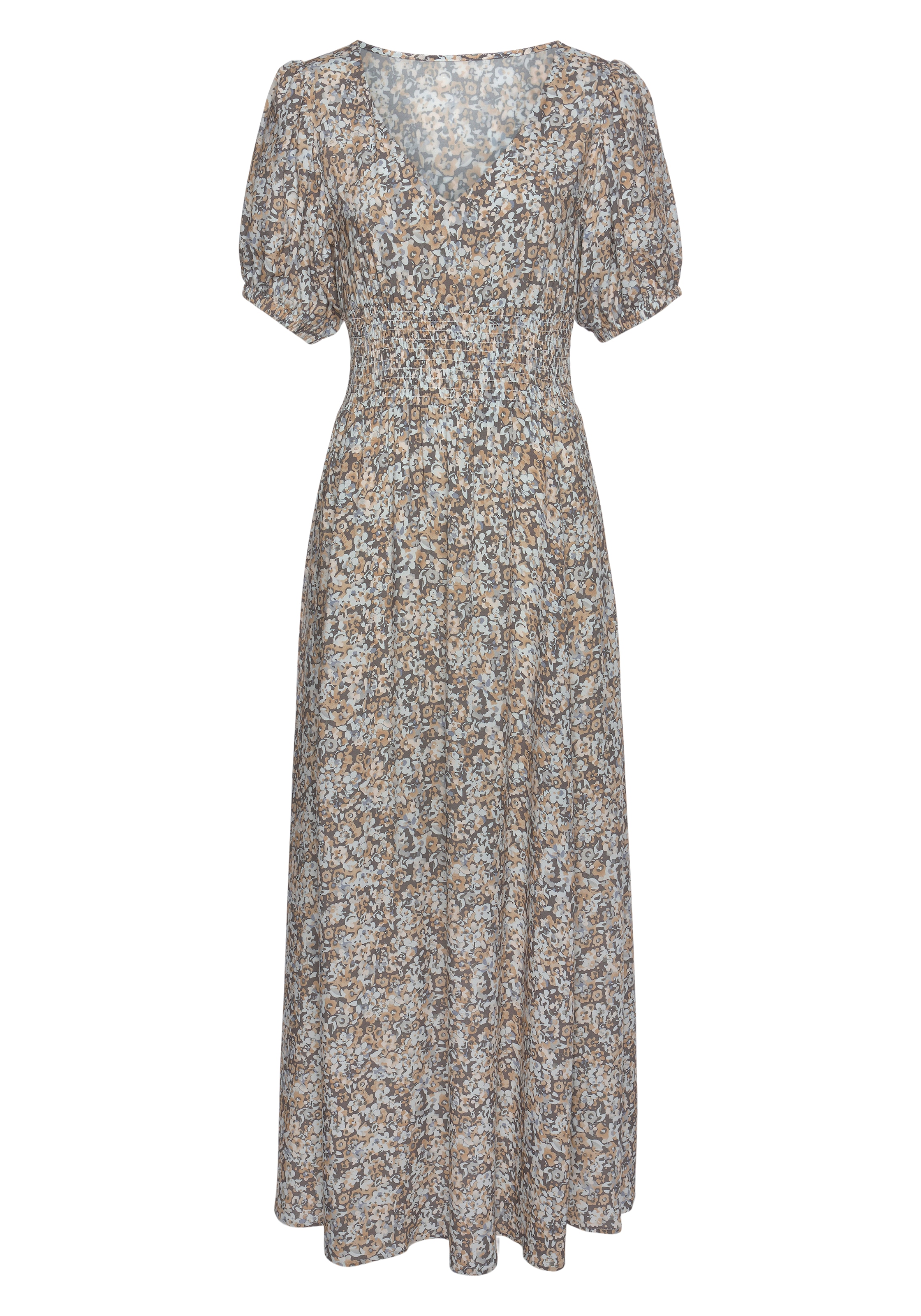 Vivance Maxikleid mit Blümchendruck und V-Ausschnitt, luftiges Sommerkleid