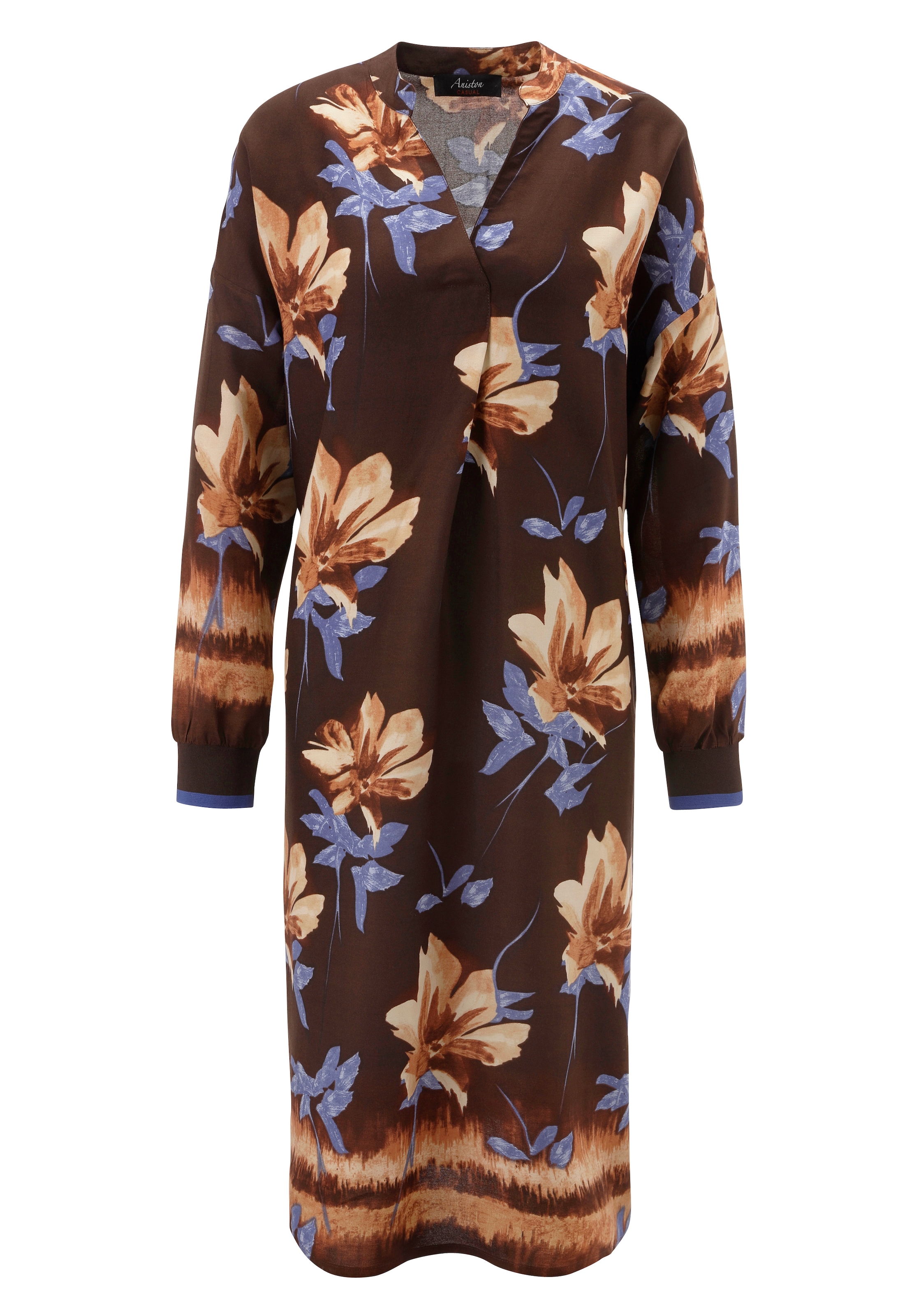 Aniston CASUAL Blusenkleid mit grossflächigem Blumendruck und Bordüre - NEUE KOLLEKTION