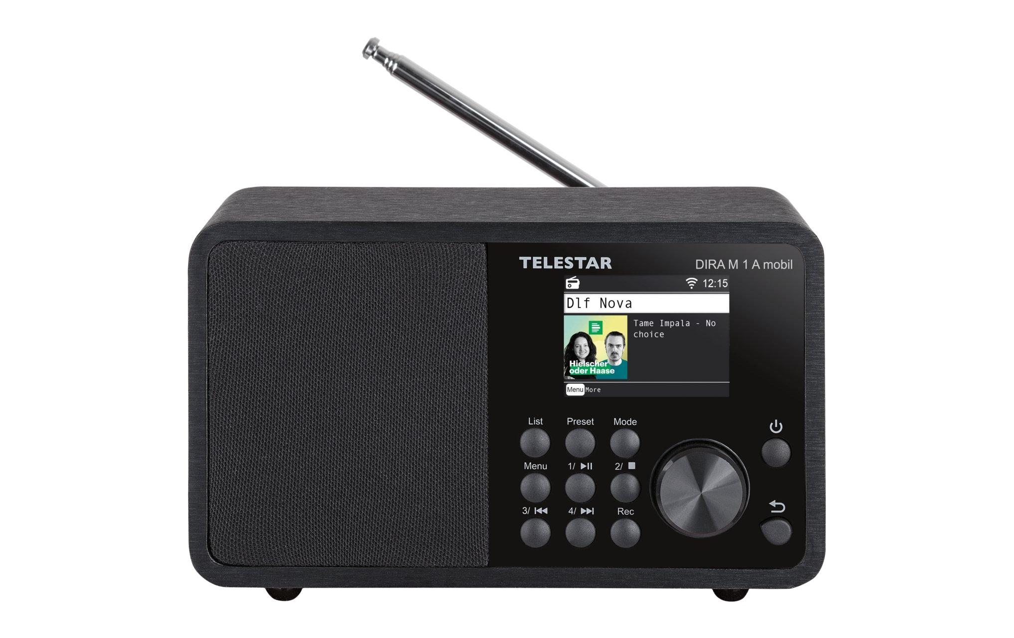 Internet Radio DIRA M 1 A mobil Schwarz<br>Kompaktes, akkubetriebenes Mono-Multifunktionsradio