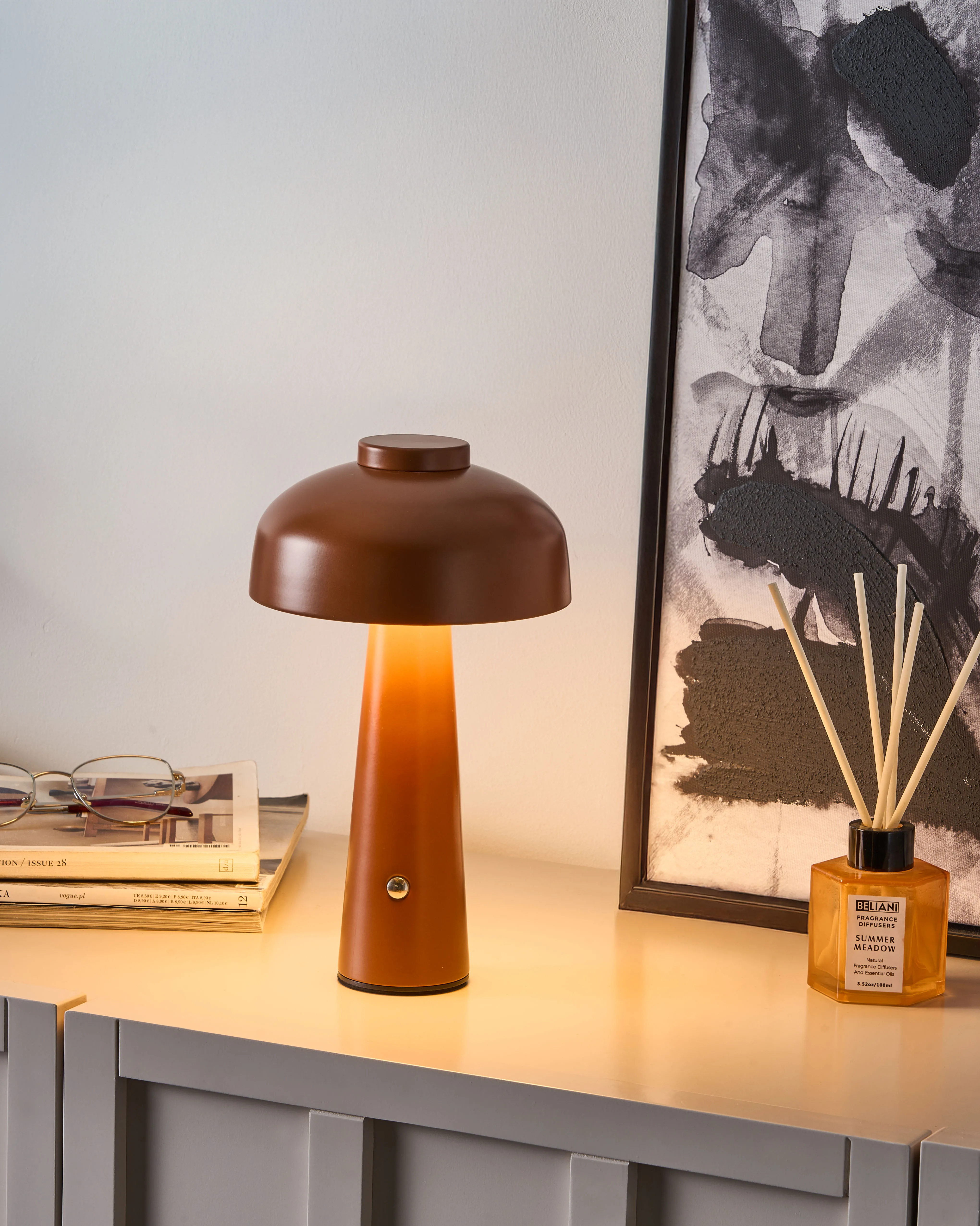 LED draadloze tafellamp AGUSAN met dimmer Metaal Bruin