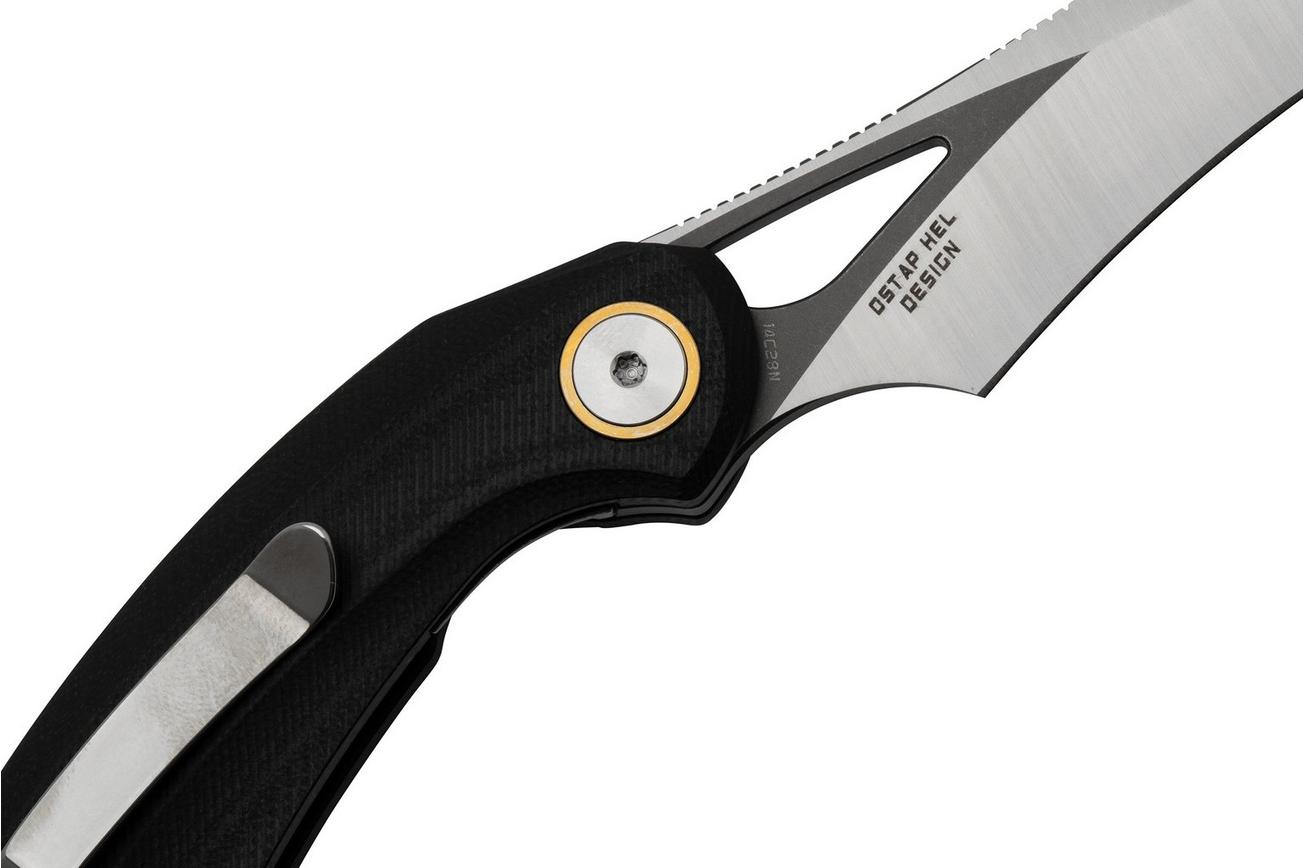 Bestech Bihai Grey DLC Stonewashed Satin, Black G10 BG53A-2 zakmes, Ostap Hel design