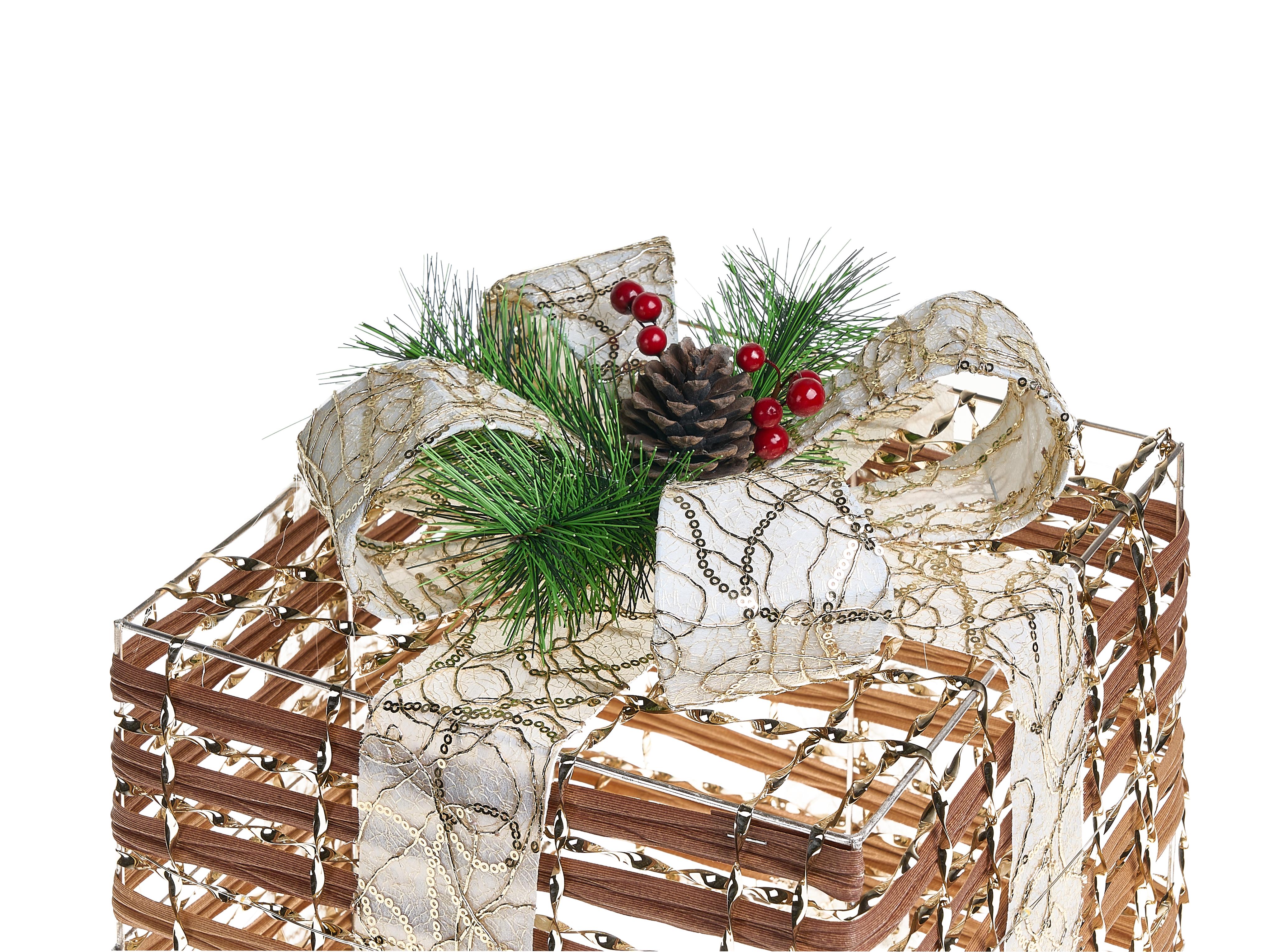 Set van 3 kerstdecoraties LED TISSO Kerstcadeaus 20/25/30 cm Bruin