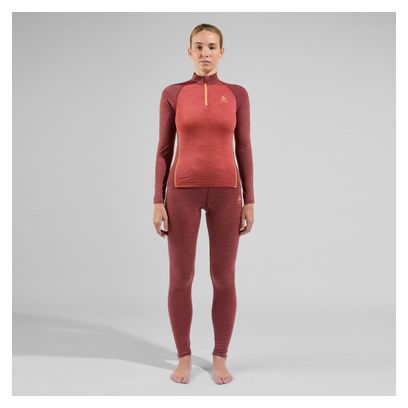 Base Layer Femme Odlo 1/2 Zip Performance Wool 150 Rouge
