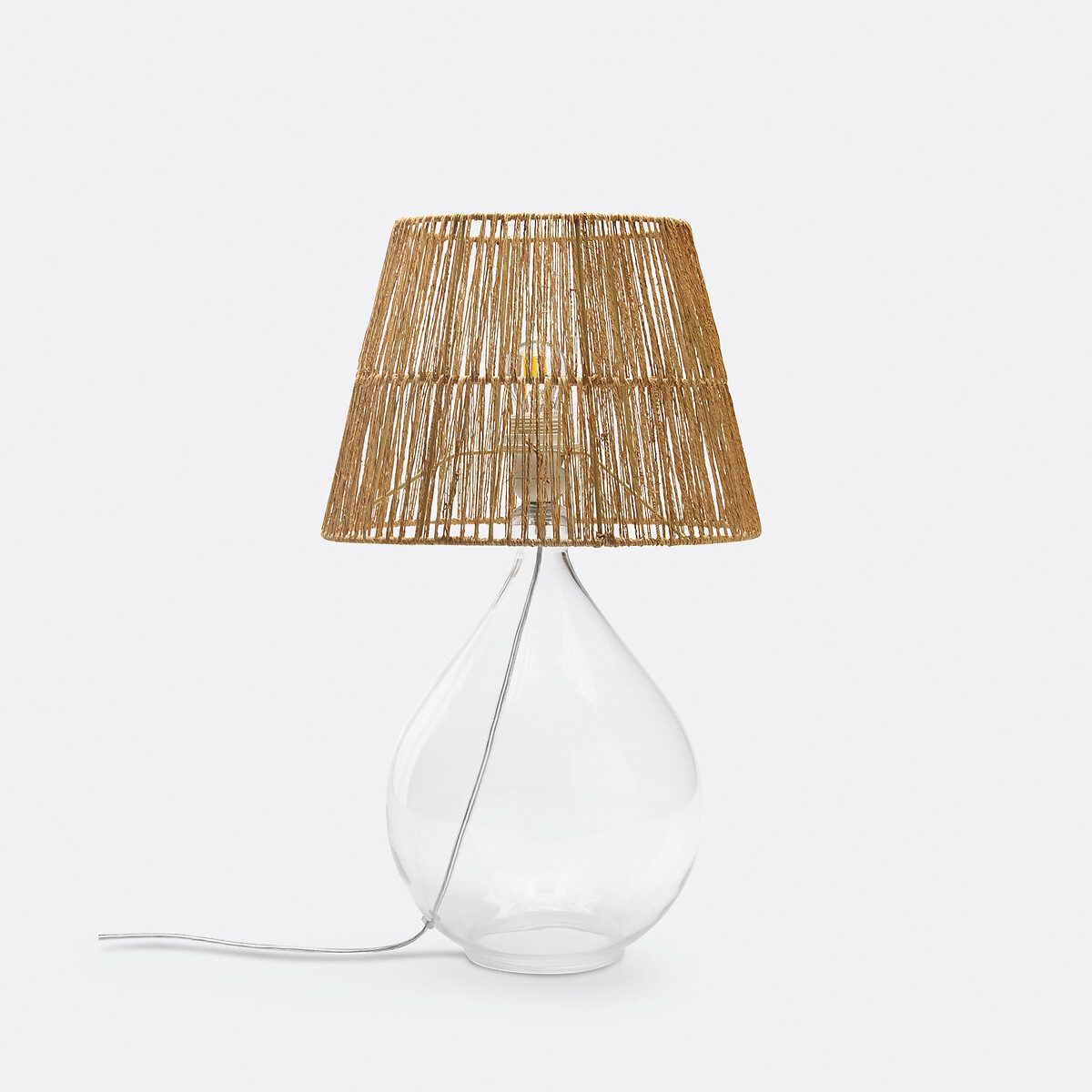 LA REDOUTE INTERIEURS<br>Candeeiro de mesa em vidro e cânhamo, Yaku