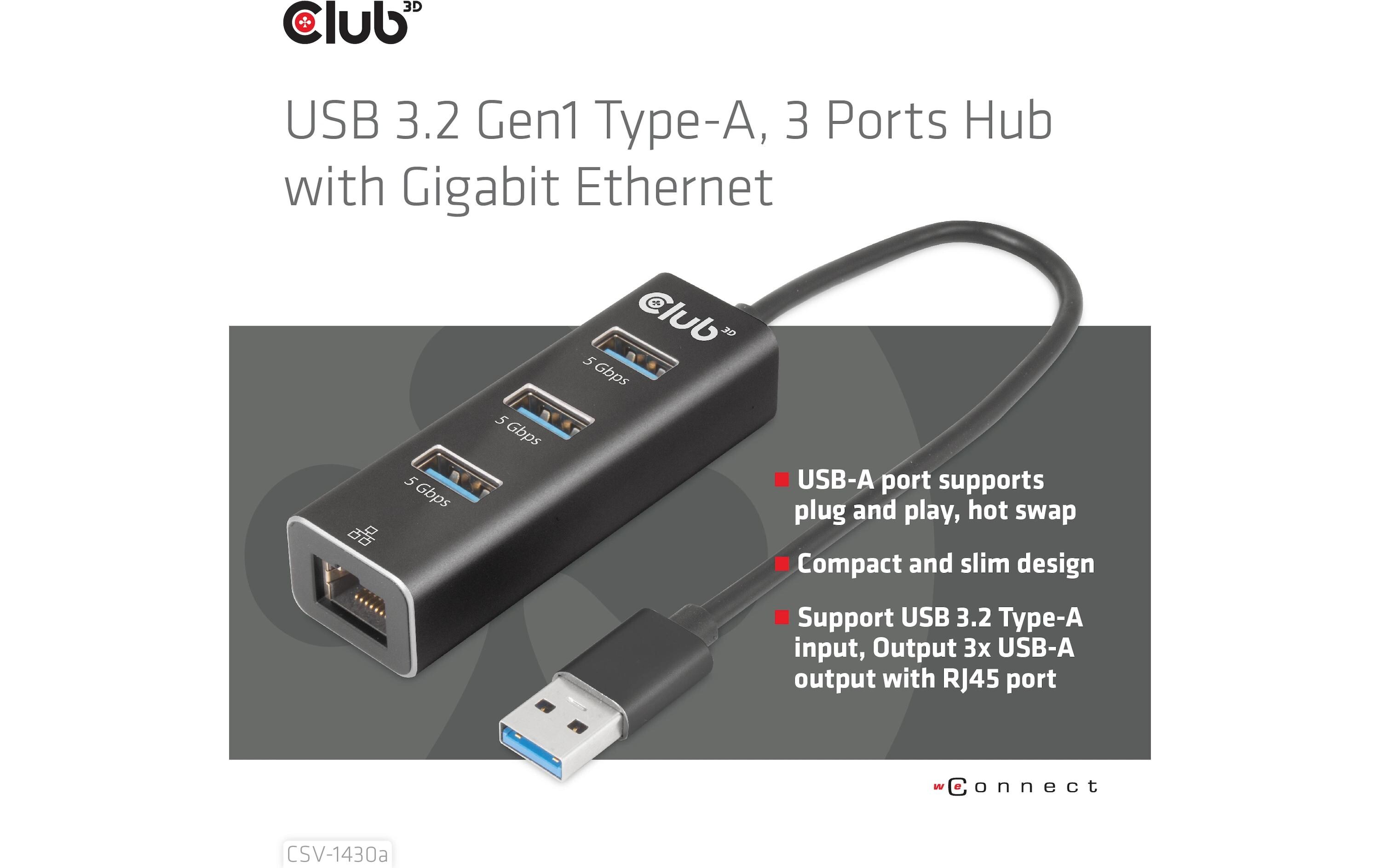 USB-Hub CSV-1430a3 Ports Hub mit Gigabit Ethernet