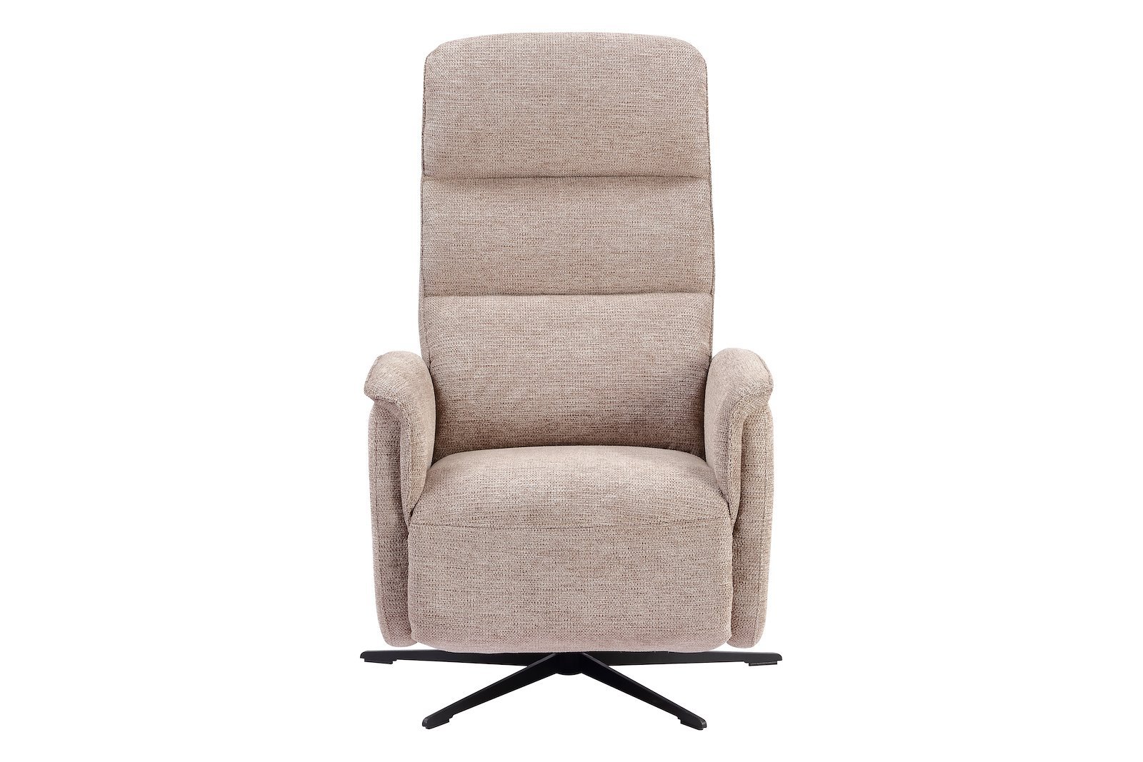 Kansas Recliner med eleketrisk regulering sortlakkert undestell med stoff Lord Mørk Beige