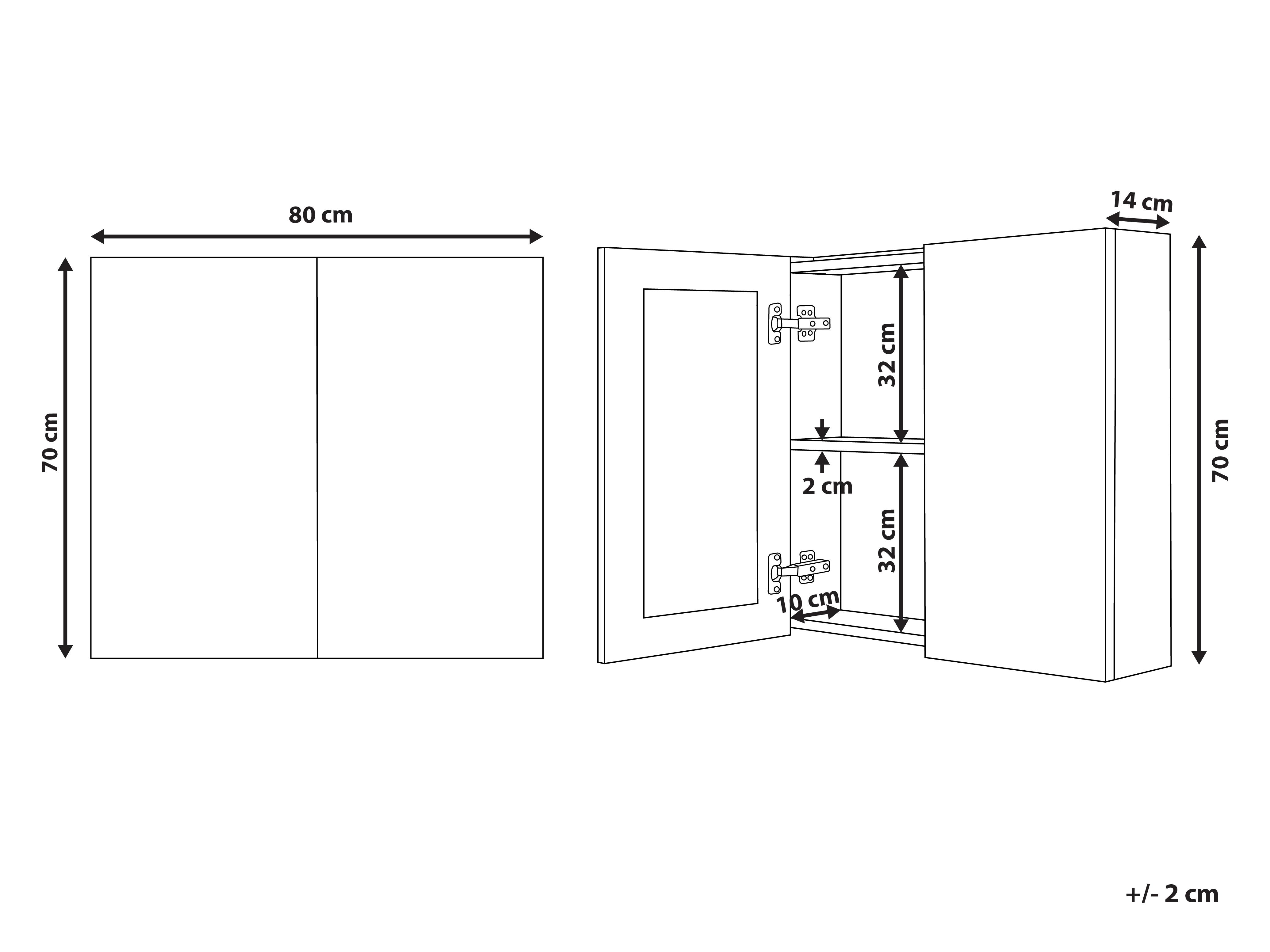 Badkamer wandkast met spiegel NAVARRA 80 cm 70 cm Wit