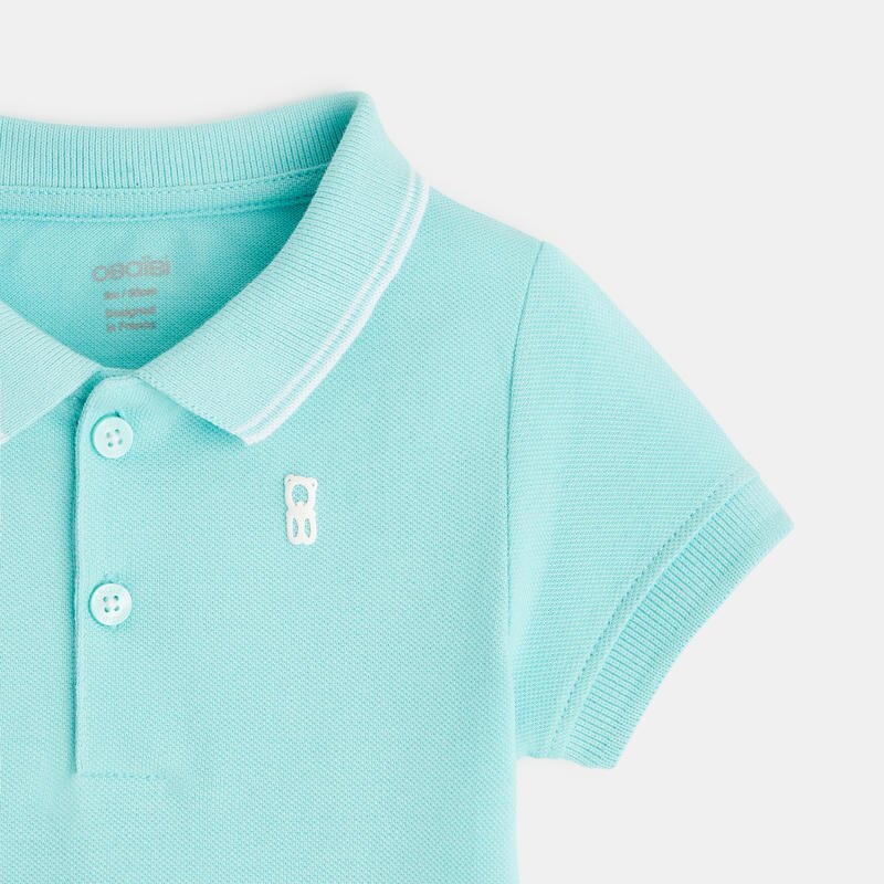 Polo maille piquée uni bleu bébé garçon Bleu