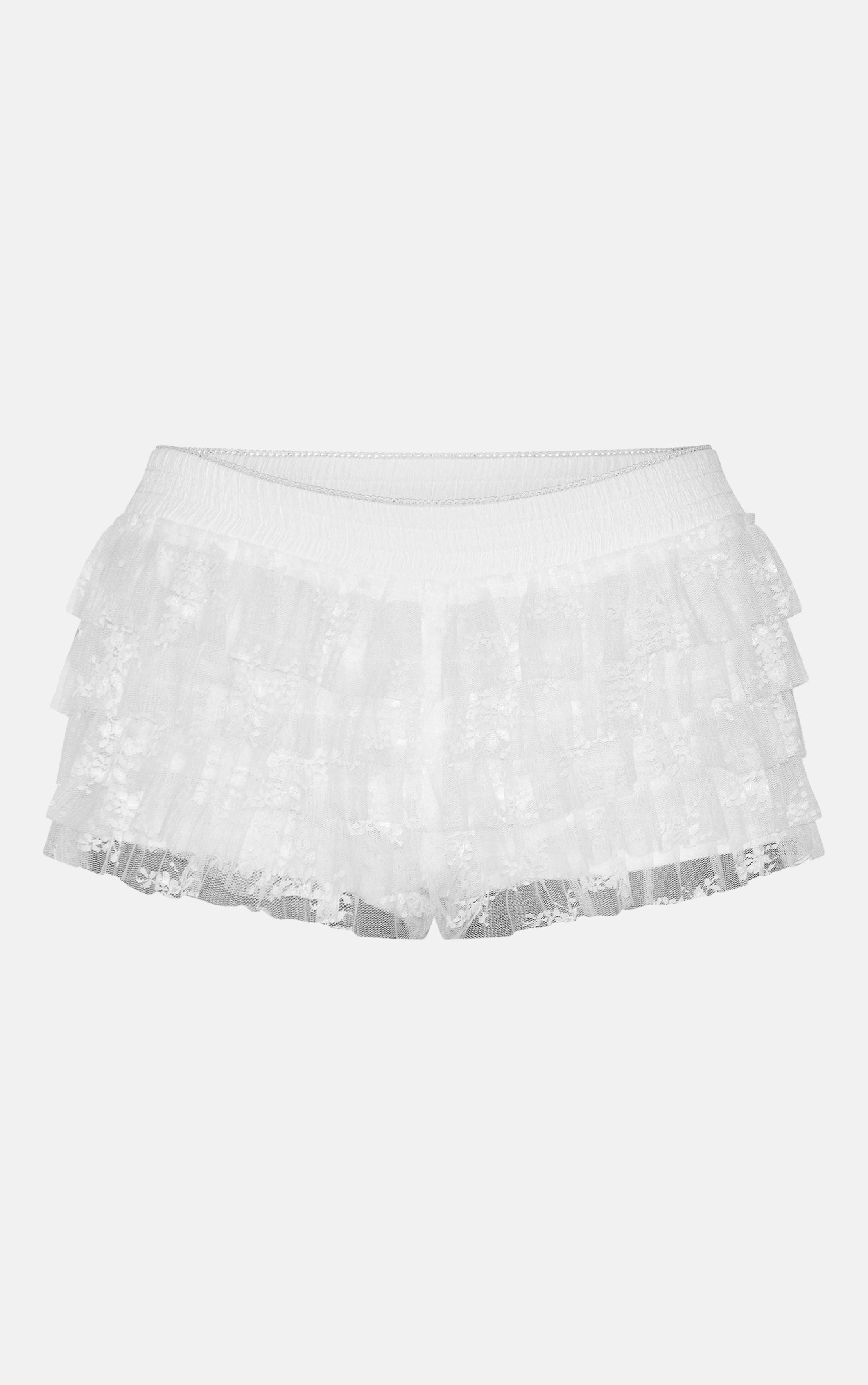 Crème Short Bloomer En Dentelle À Volants