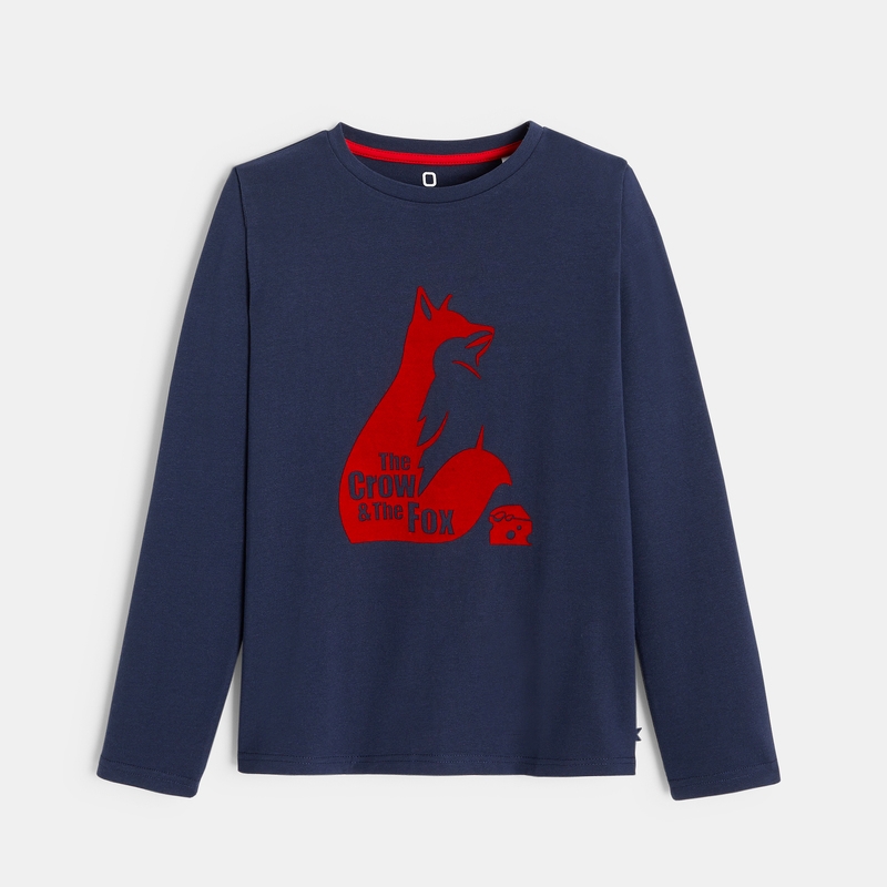 T-shirt manches longues thème fables bleu garçon