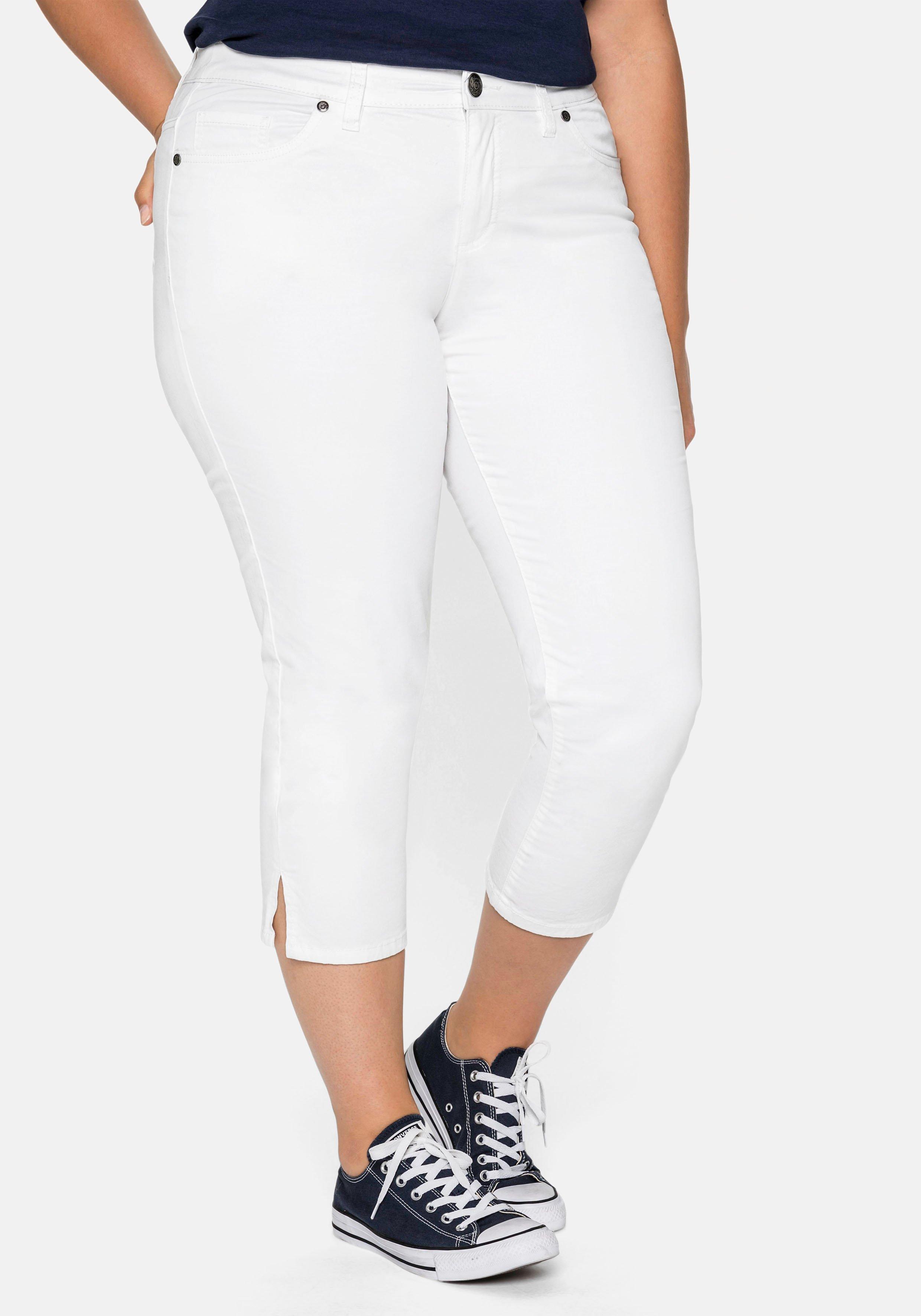 Schmale 7/8-Hose aus elastischem Baumwoll-Twill