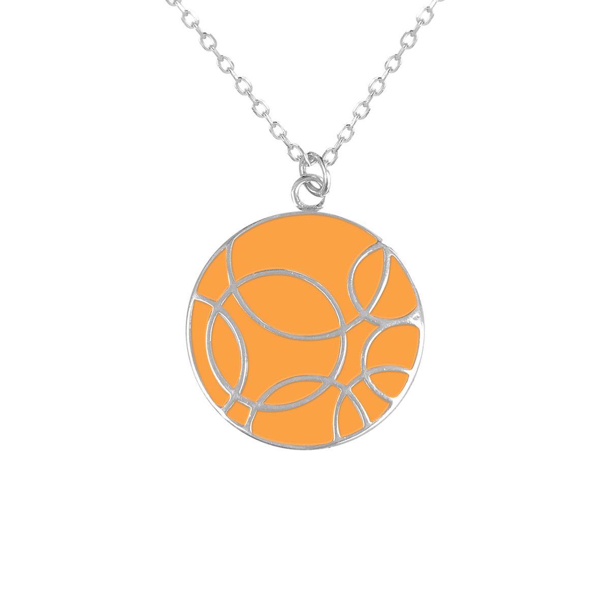 Collier cercles entrecroisés en argent rhodié avec émail jaune