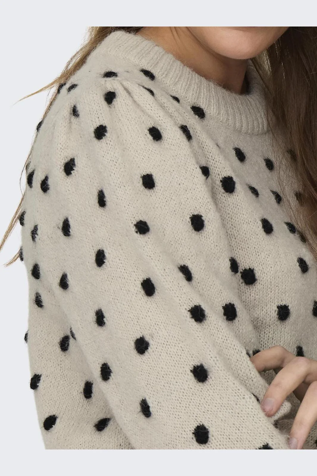 JDY JDYsigrid Life L/S On Puff Pull Knt 4358569 cement w black dots
