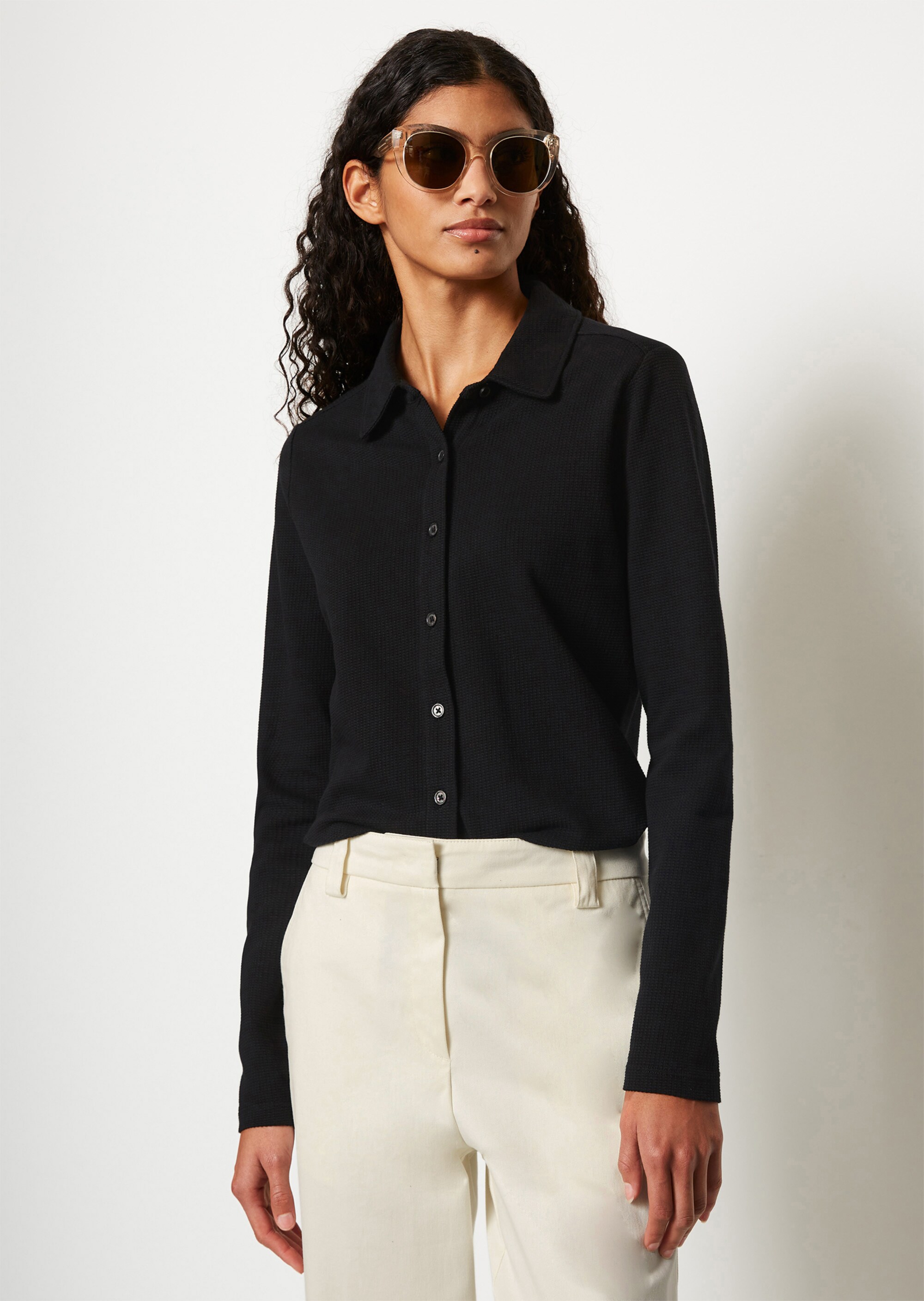 Struktur-Jerseybluse regularaus Organic Cotton