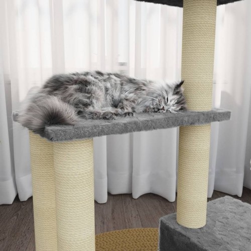 Arranhador para gatos Vidaxl com casinha cinza para gatos