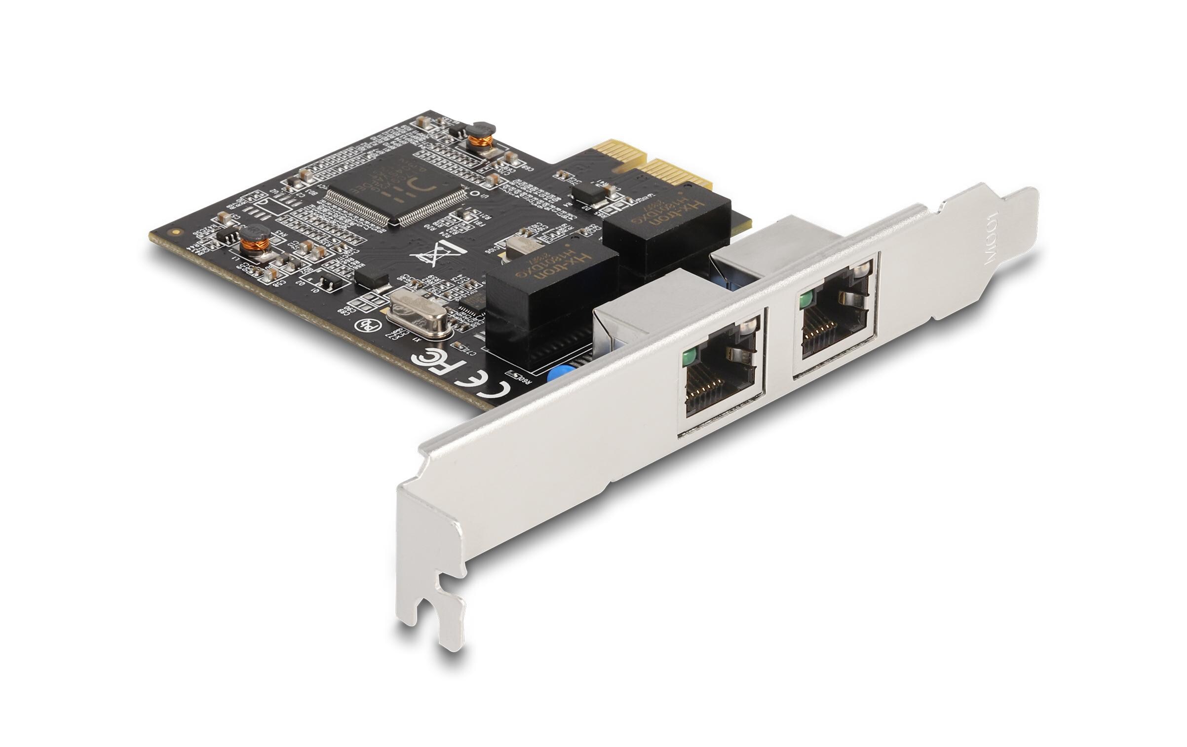 Netzwerkkarte 2xRJ45 Gigabit PCI-Express x1Delock PCI Express x1 Karte auf 2 x RJ45 Gigabit LAN RTL8111