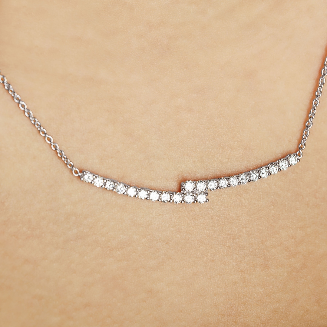 1.00 Karat Diamantencollier 750/18 K Weissgold