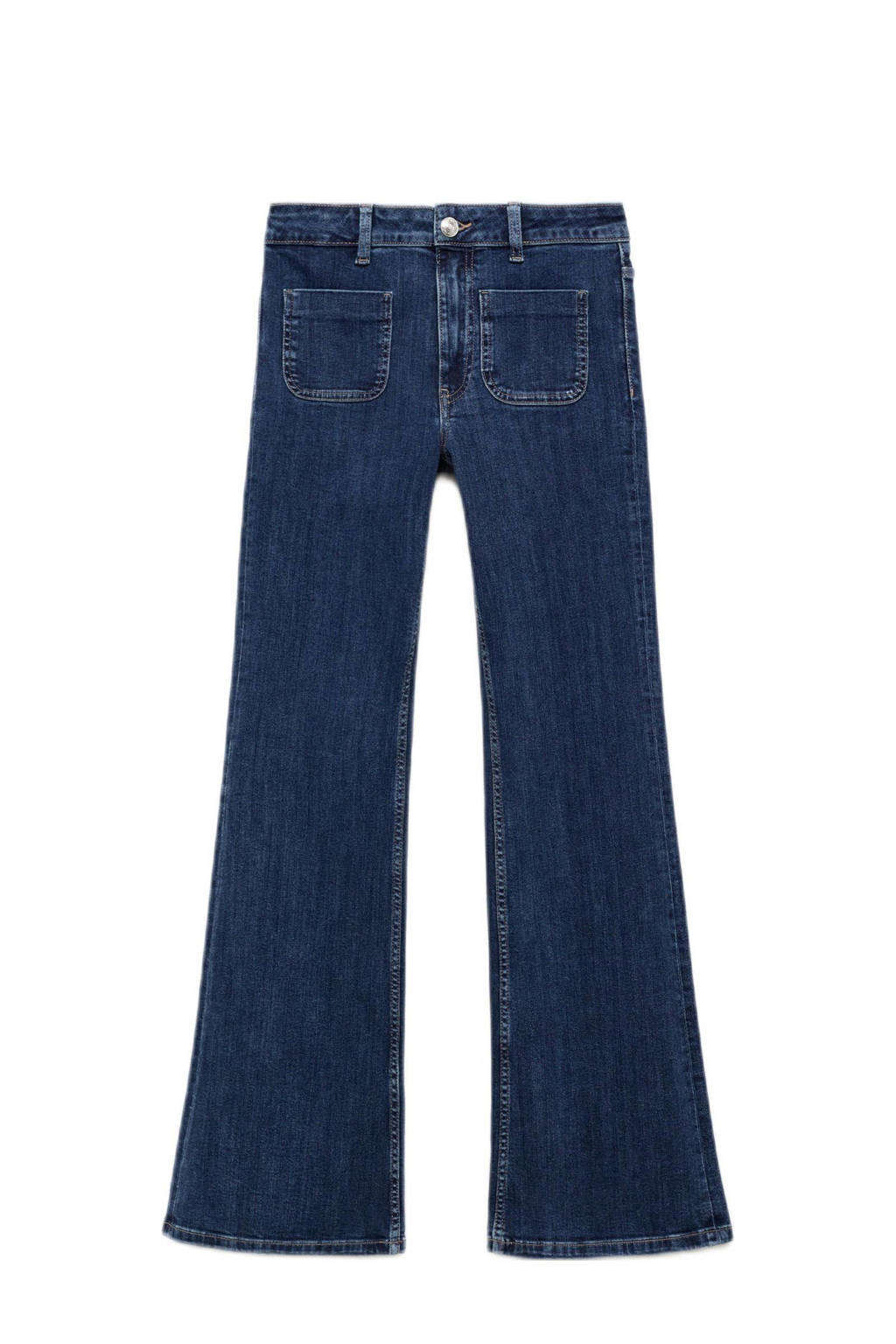 MANGO TEEN flared regular waist flared jeans dark blue denim