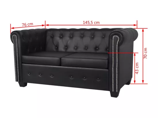 Canapé Chesterfield à 2 places et à 3 places noir