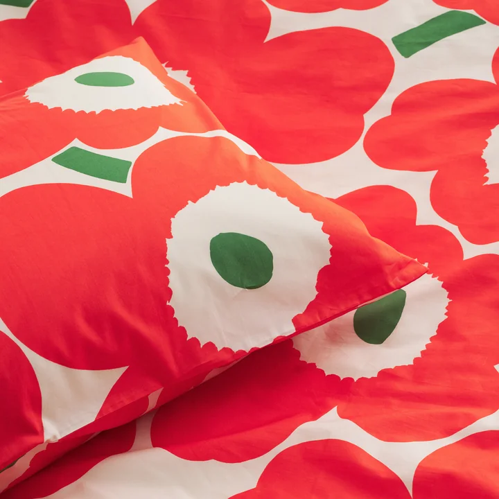 Marimekko - Unikko Kopfkissenbezug 50 x 60 cm, baumwollweiss / dunkelblau