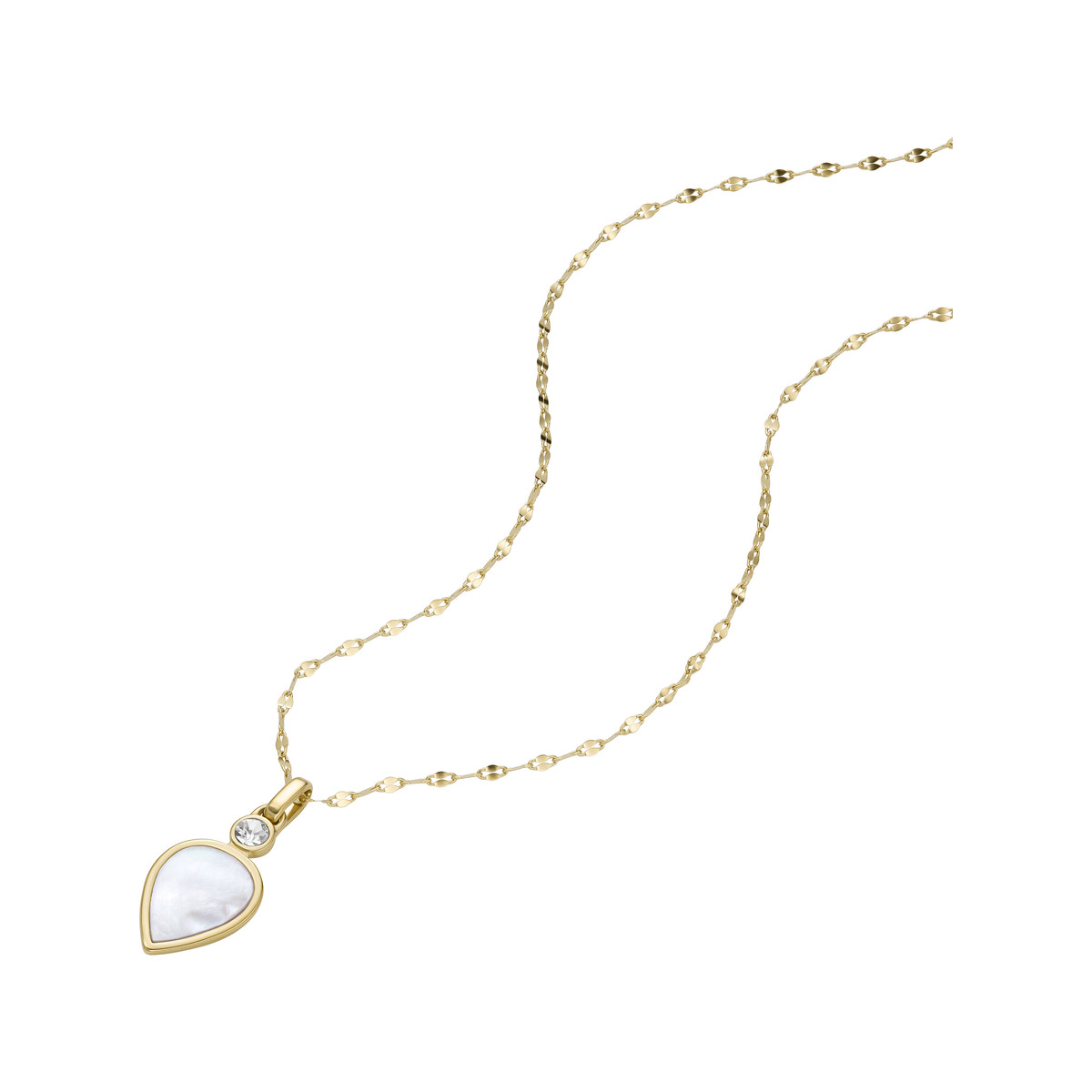 Collier FOSSIL acier inoxydable doré nacre 47 cm