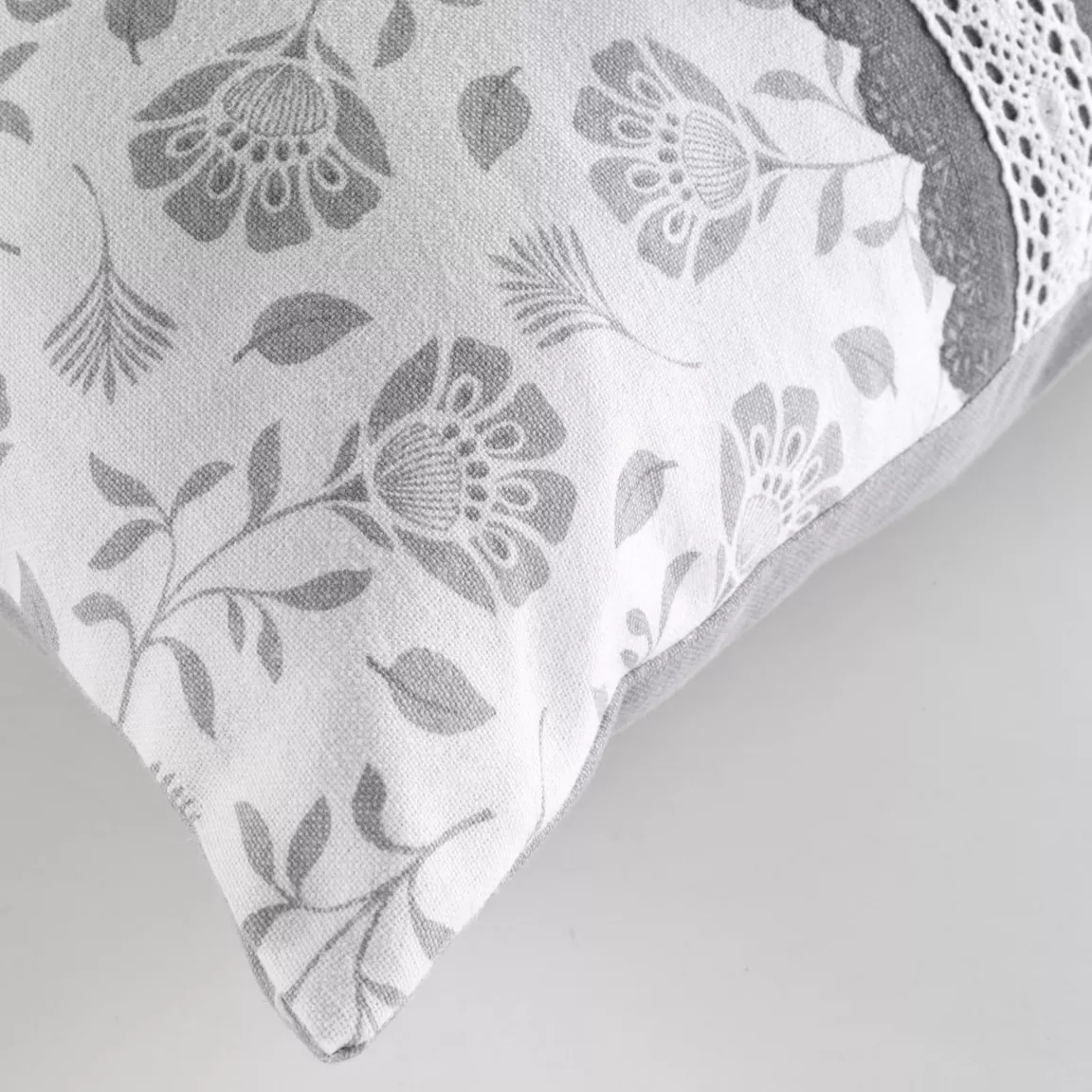 Coussin rectangulaire coton (40 x 60 cm) Flavie Gris