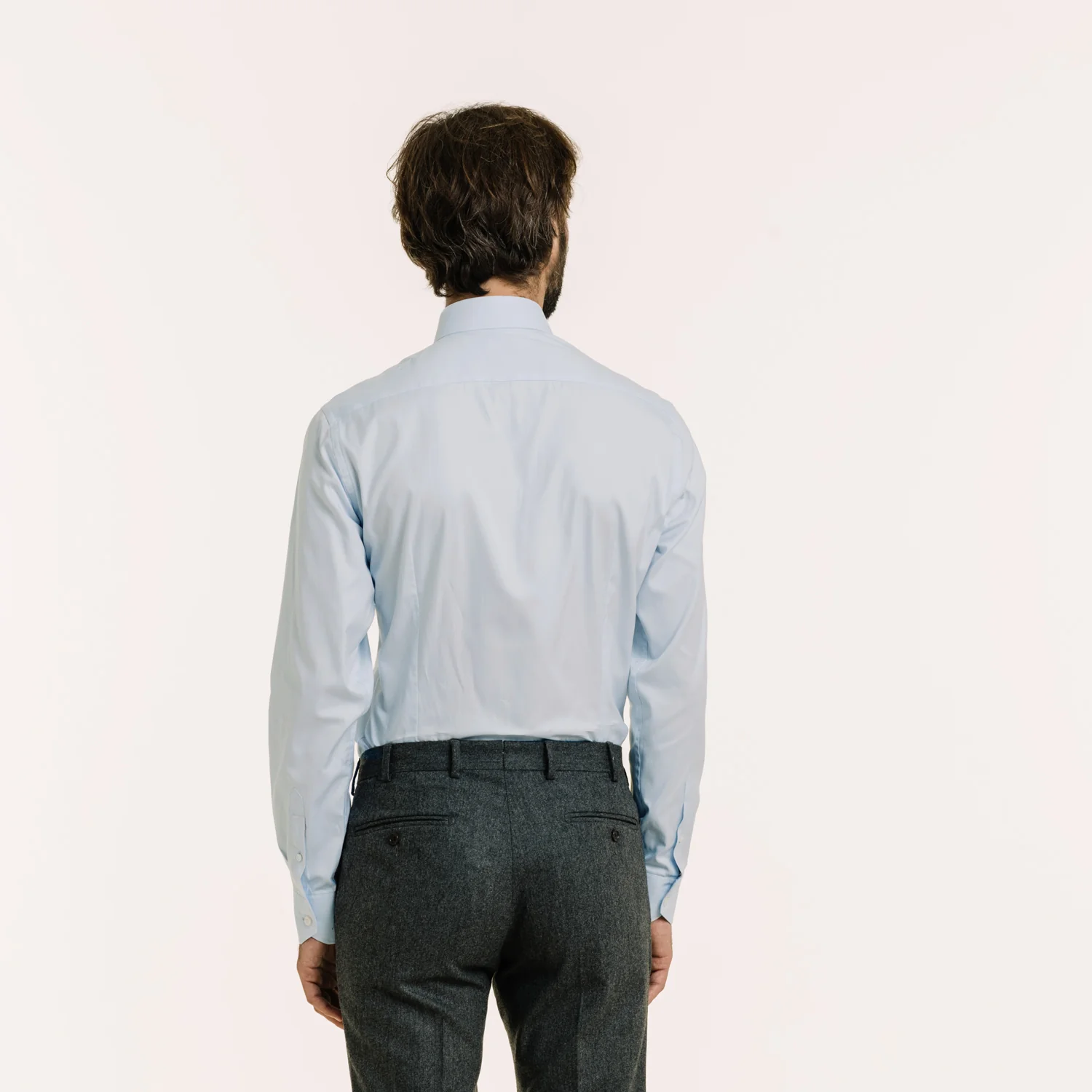 Fitted shirt in sky blue double-twisted Oxford