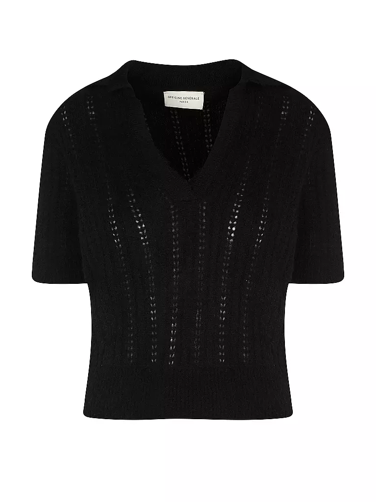 OFFICINE GENERALE Strickpoloshirt schwarz