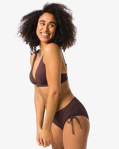 bas de bikini femme noeud ajustable marron foncé