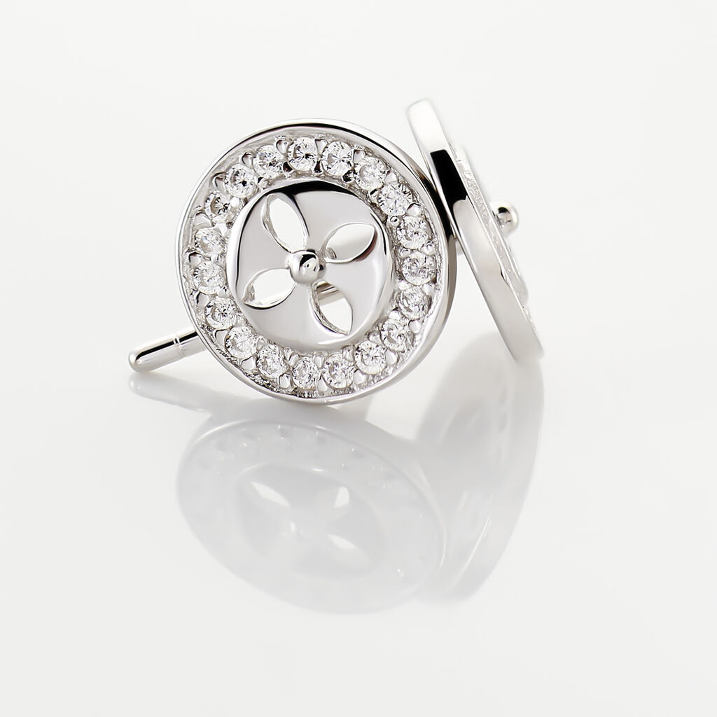 Boucles D'oreilles Puces Cicely Argent Blanc Oxyde De Zirconium