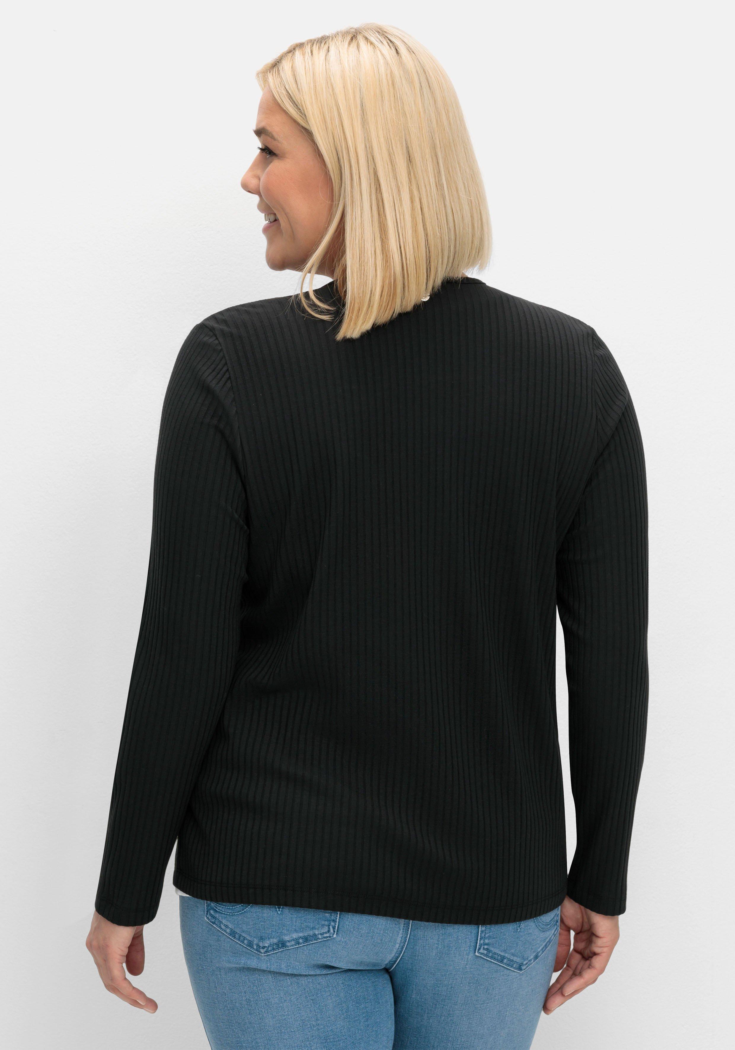 Gerippte Shirtjacke mit 1-Knopf-Verschluss