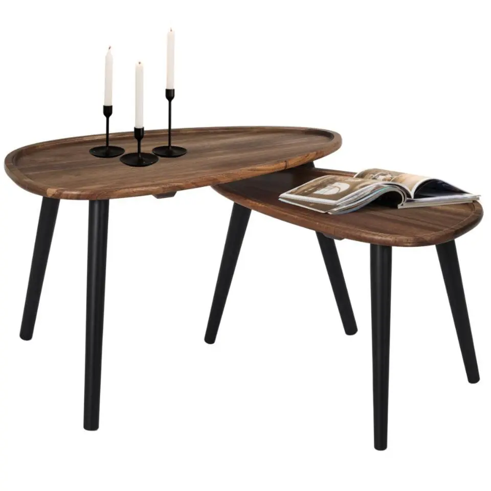 MISOU Bijzettafel Set van 2 - Bruin
