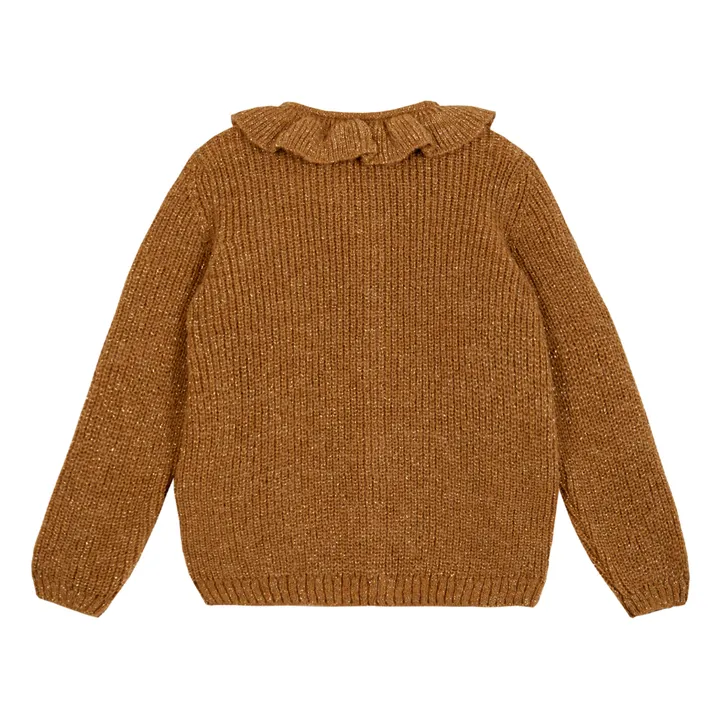 Emile et Ida Cardigan Lurex Col Volants | Caramel
