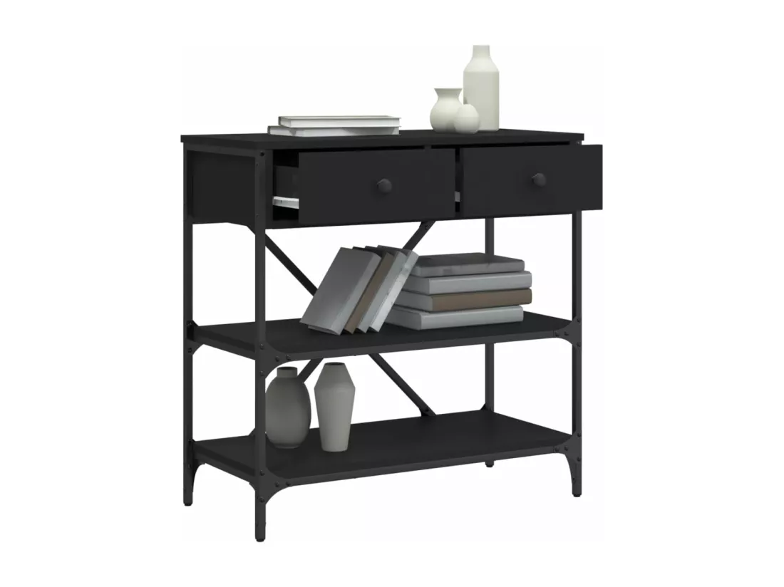 Table console noir 75x34,5x75 cm bois d'ingénierie