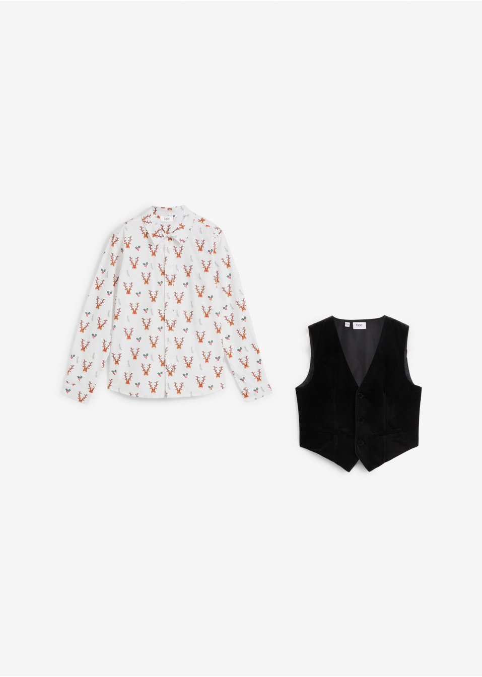 Chemise manches longues garçon avec gilet en velours (ens. 2 pces)