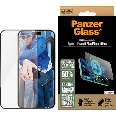 PanzerGlass gamer skærmbeskyttelse iPhone 16 Plus/15 Plus