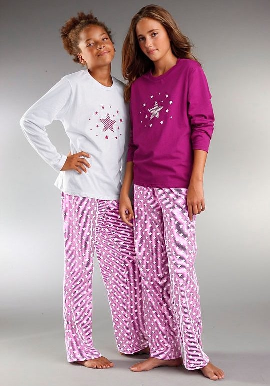 petite fleur Pyjama Set, 2 Stück, 4 tlg. modischer Sternendruck auf den Shirts und Hosen