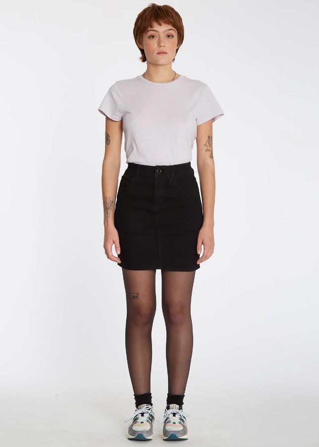 Volcom Weellow Denim Skirt Black