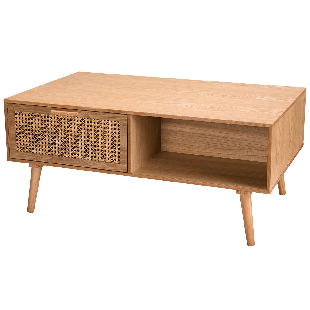 Macabane Table Basse Rodrigo 2 Tiroirs Bois Clair - 100x60x44.5 cm