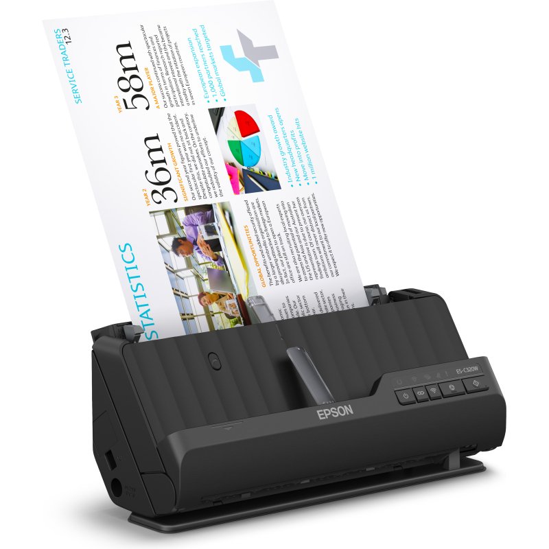 Epson ES-C320W Chargeur automatique de documents + Scanner à feuille 600 x 600 DPI A4 Noir