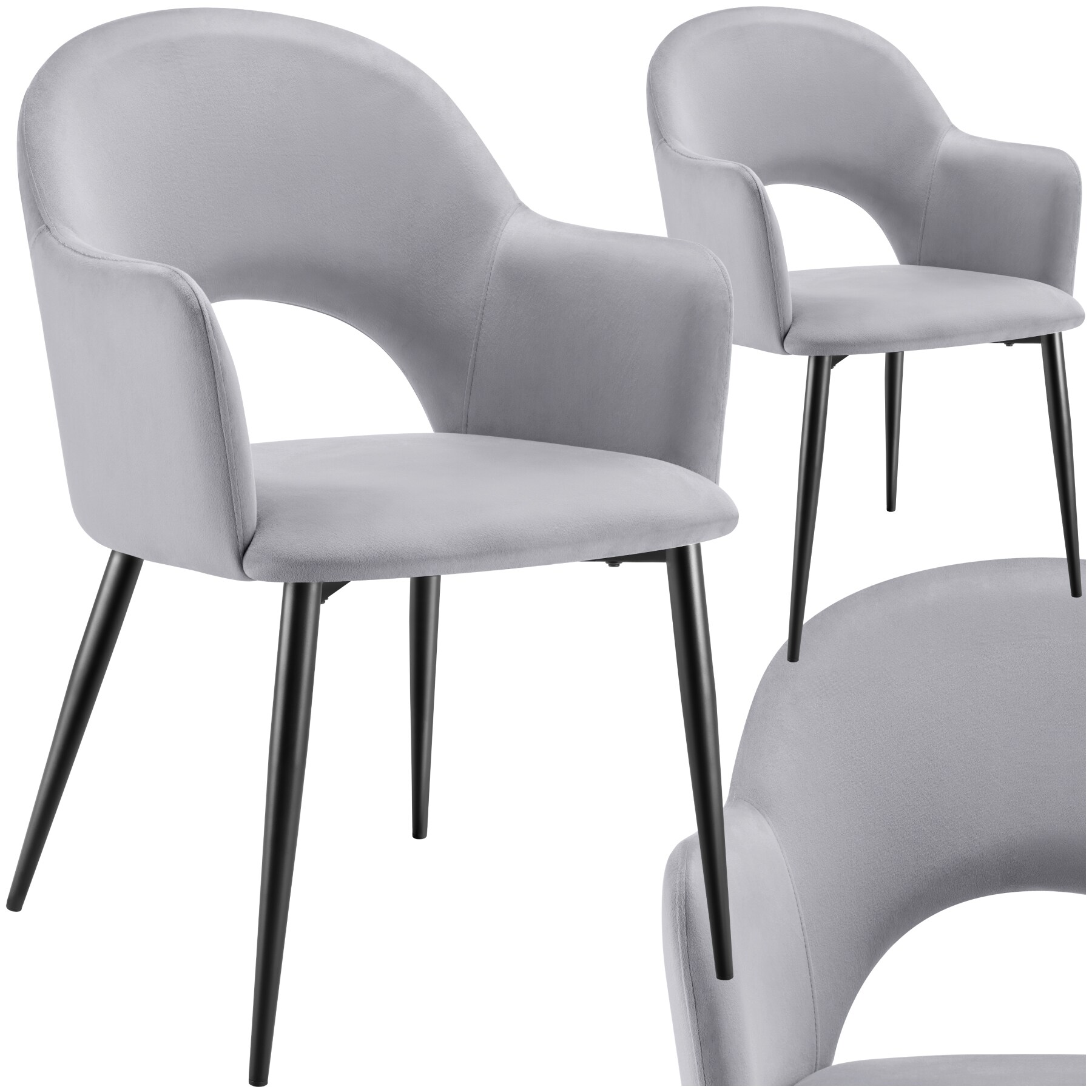 tectake® Armlehnstuhl, in Samtoptik, gepolstert, pulverbeschichtete Stahlbeine, 57 x 61,5 x 87,5 cm