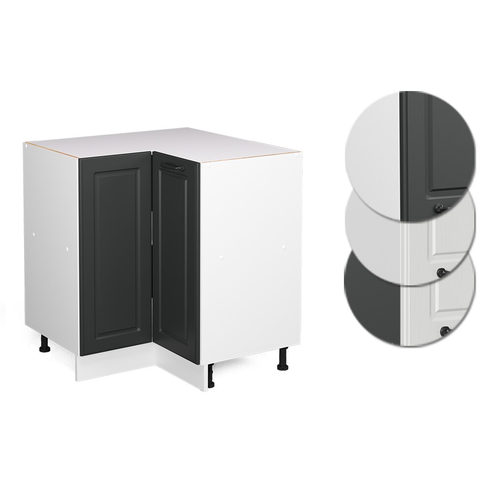 Vicco Eckunterschrank Küchenschrank Küchenzeile Landhaus R-Line 87 cm Weiß-Anthrazit