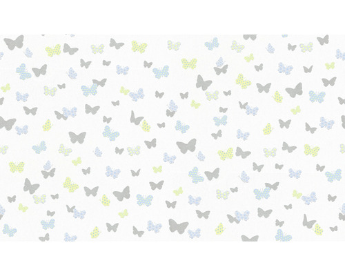 Vliesbehang 36933-3 Aantrekkelijke vlinders blauw groen wit